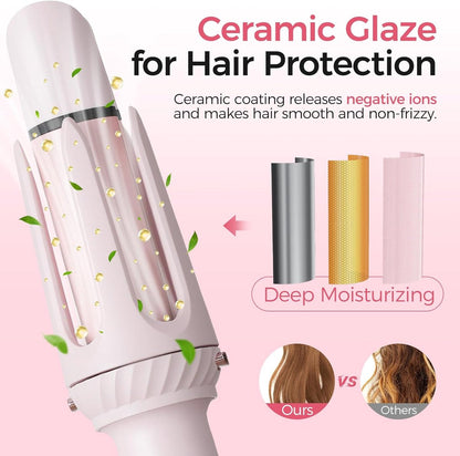 3 in 1 Curling Iron - Automatic Curling Iron - Straightener - Hair Curler - Straightening Brush - 25mm and 32mm - French Wave Curling Iron - Heated Brush - Portable Rotary Curling Iron - Heat and Travel Protection - Curling Irons - Thermal Brush - 3 in 1  - Image 2