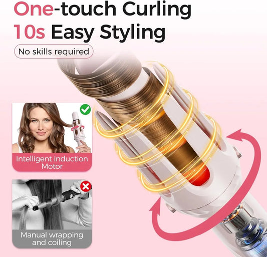 3 in 1 Curling Iron - Automatic Curling Iron - Straightener - Hair Curler - Straightening Brush - 25mm and 32mm - French Wave Curling Iron - Heated Brush - Portable Rotary Curling Iron - Heat and Travel Protection - Curling Irons - Thermal Brush - 3 in 1  - Image 4