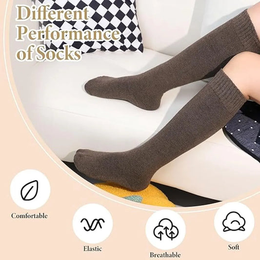 5 Pairs of Knee Socks - Socks - Winter Knee Socks Warm Long Boots - Women's Winter Knitted Overknee Socks - Soft Knitted Thermal Cotton Long Socks - Women's Warm Socks - Warm Knee Socks - Image 3
