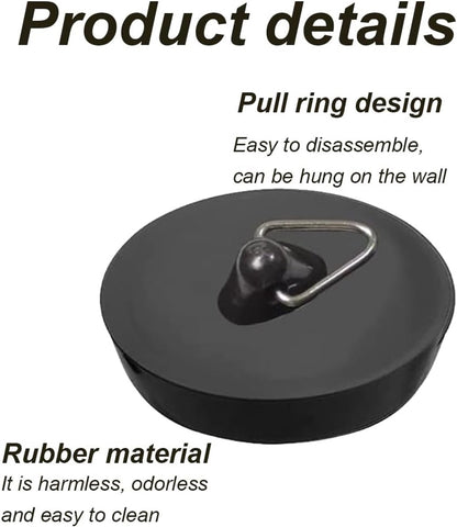 Universal Bath Stopper 2 Pieces - Sink Cap - Drain Stopper - Sink Plug - Plug Stopper - Universal Sink Stopper - Rubber Sink Plug with Hanging Ring - for Drain Ø 44 to 42 mm - Universal Plugs - For Bathtub, Kitchen, Bathroom - Black - Image 5