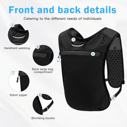 Reflective Running Vest - Running Vest - Running Vest with reflective - With 500ml Flask - Running Vest - running vest drink holder-running vest - Drinking Vest - Ultralight and durable vest - Adjustable - for Cycling, Walking - black - Image 2