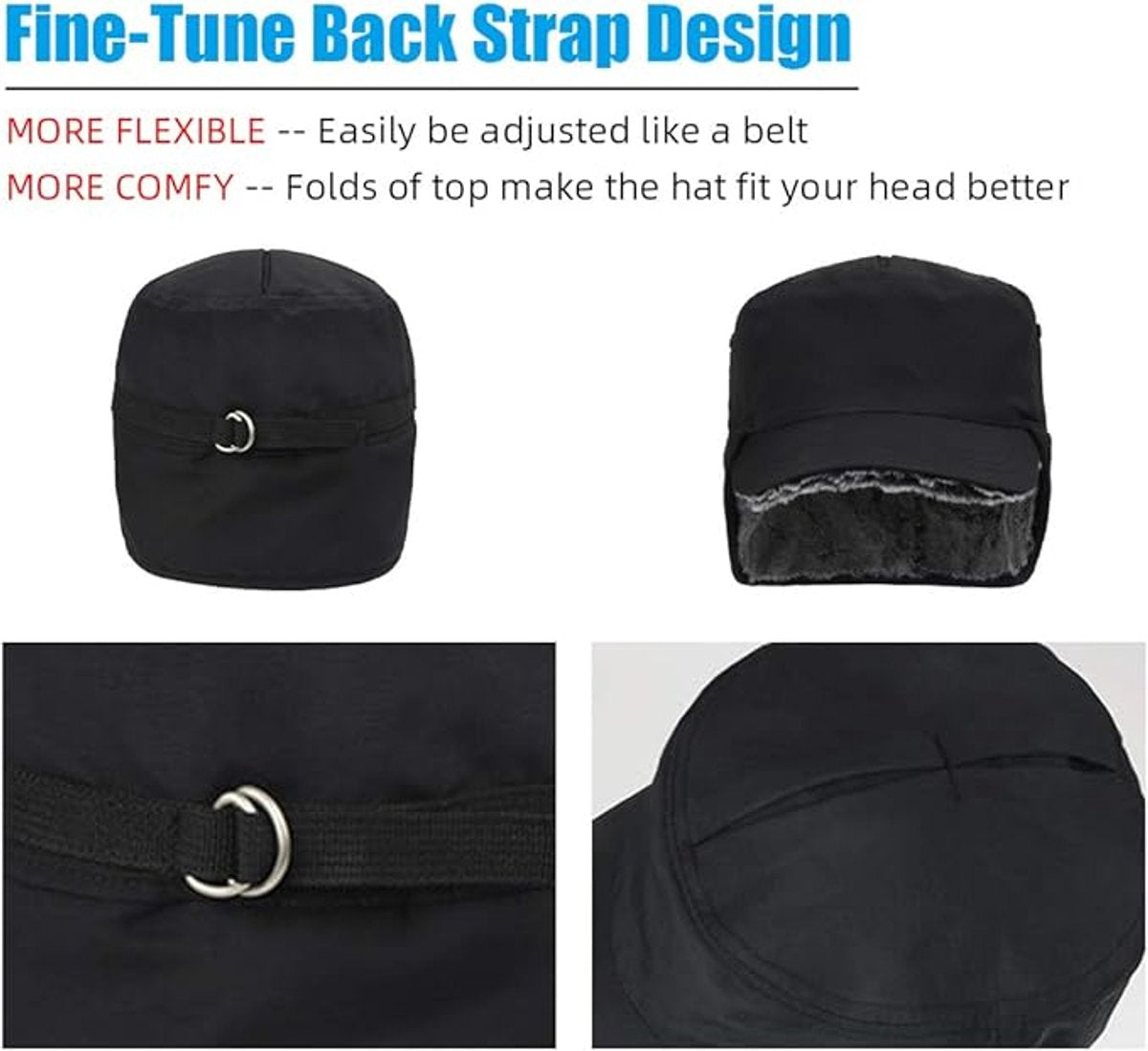 Beanie - Winter hat - Men's winter hat - Winter ear flap hat - with visor - with ear flaps - Ski hat - Cold weather - Trapper hat - Ear warmers Water-repellent outdoor hat - Winter - for outdoor sports, skiing, cycling, hiking, running - black - Image 3