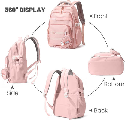 Waterproof backpack for girls - Girl Backpack - School backpack - lightweight school bag - School bag - Girls School Student School Bag - Large capacity backpacks for Girls and Boys - Teenagers - High School backpacks - Pink - Image 4