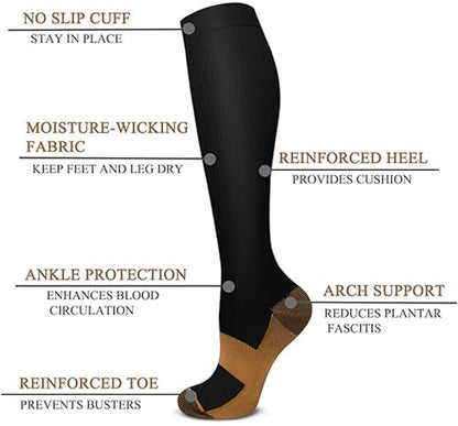 Pairs of Compression Socks for Men and Women - Running Socks - Support Socks - Compression Socks - Best Support for Nurses, Running, Cycling - Sports Socks - Compression Socks - Size 40-46 - Image 5