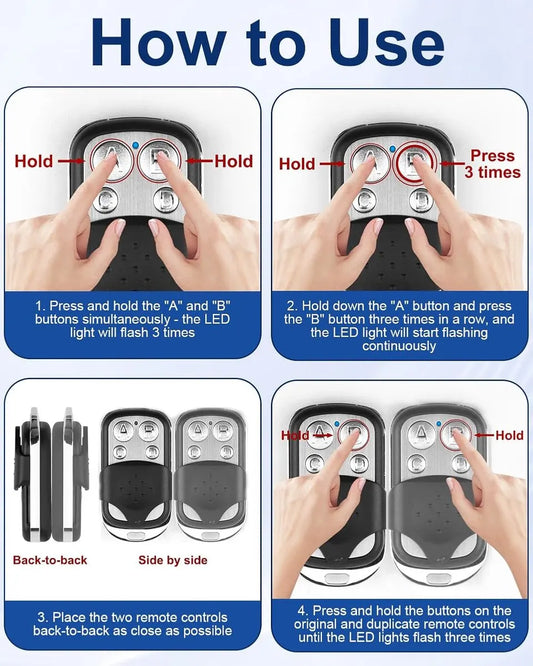 2 pieces - 433 MHz - Remote control - Garage door openers - Remote control for car garage door - universal garage door remote control - automatic garage door remote control - for car garage door - with keychain - 4 channels - Image 3