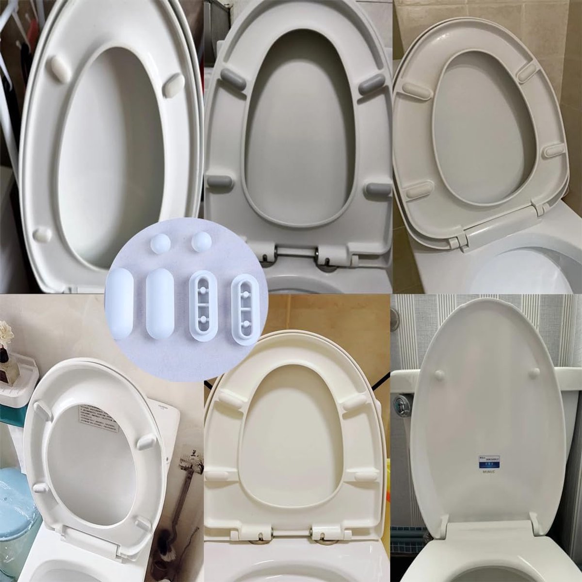12 pieces - toilet seat bumper pads kit - bidet lid attachment - push-in replacement buffer spacer - anti-noise cushion pad cover - for bathroom repair parts - Toilet accessories - Bathroom accessories - white - Image 3