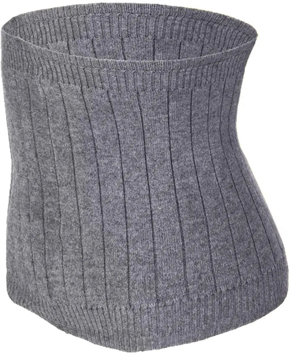 Cashmere heating belt - abdominal and back heating belt - knitted elastic belt - Bodywarmer made of very soft material - Prevents lower back pain - Stay warm in winter - Double-layer padding - Size L - Grey
