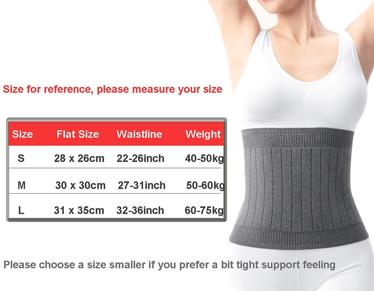 Cashmere heating belt - abdominal and back heating belt - knitted elastic belt - Bodywarmer made of very soft material - Prevents lower back pain - Stay warm in winter - Double-layer padding - Size L - Grey - Image 3