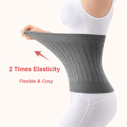 Cashmere heating belt - abdominal and back heating belt - knitted elastic belt - Bodywarmer made of very soft material - Prevents lower back pain - Stay warm in winter - Double-layer padding - Size L - Grey - Image 5