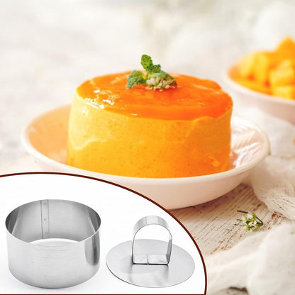 pieces - stainless steel - dessert rings - cake rings - with handle - molds - round dessert ring - for baking and cooking cakes, mousses, and desserts - 8*8*3.8 cm - silver - Image 3