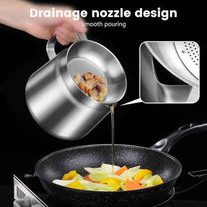Stainless Steel Deep Fryer - 2 L - Filter Jug - Separates grease residues - Deep Fryer with Basket - Deep Fryer - Large Capacity - Suitable for Gas and Induction - Separates grease residues - Includes Frying Basket - Image 3