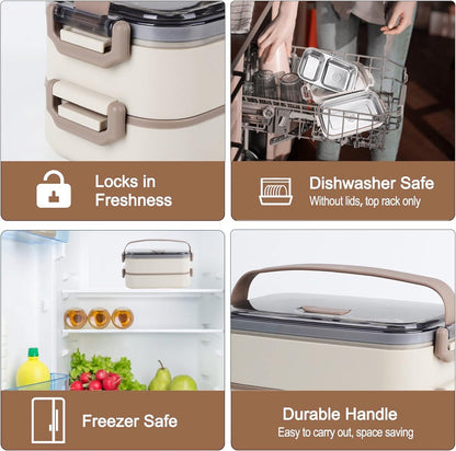 Lunch Box - Adult Lunch Box - Lunch Box - Stainless Steel Lunch Box - lunch boxes - Bento Box - Double-Layer Lunch Box - Stainless Steel Lunch Box for Children & Adults - Stainless Steel Lunch Box With Spoon and Fork - Leakproof Lunch Box - BPA-Free - Image 5