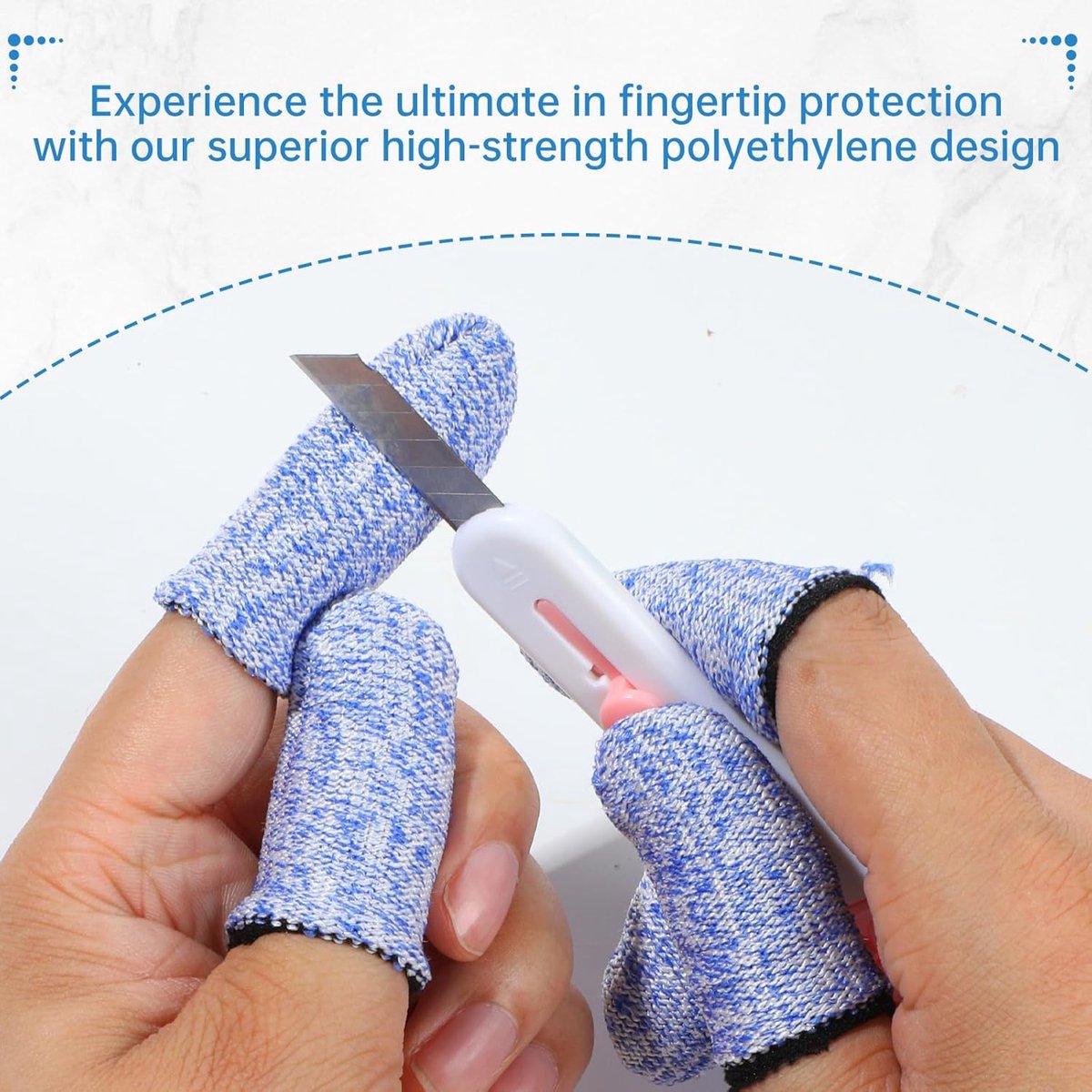 Finger Protectors - 40 Pieces - Cut-Resistant Thimbles - Finger Condoms - Thimbles - Reusable Finger Protectors - Finger Protection Against Cutting - Safety Tool - for Kitchen Work, Sculptures, Stained Glass Projects - Grey, Blue - Image 4