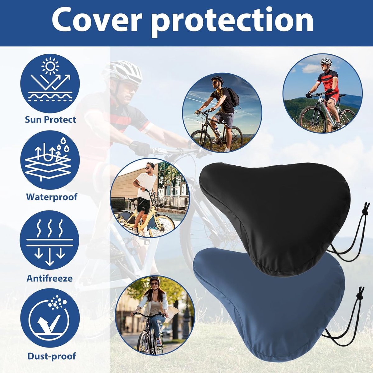 2 pieces - Bicycle Saddle Cover - Bicycle Saddle Cover - Waterproof Saddle Cover - Cover for Bicycle Saddle - Rain Cover - Saddle Cover - with drawstring - outdoor saddle cover - bicycle accessories - waterproof - universal - rain and dust protection - 24 - Image 4