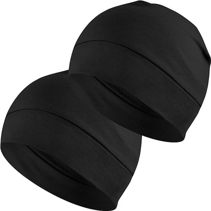 pieces - Beanie - Sleep cap - Running cap - Cycling cap - Helmet cap - for men and women - lightweight cotton thin skull cap - lightweight hat - for sports, chemo, sleeping, motorcycle helmet - hat circumference 54-58 cm - black