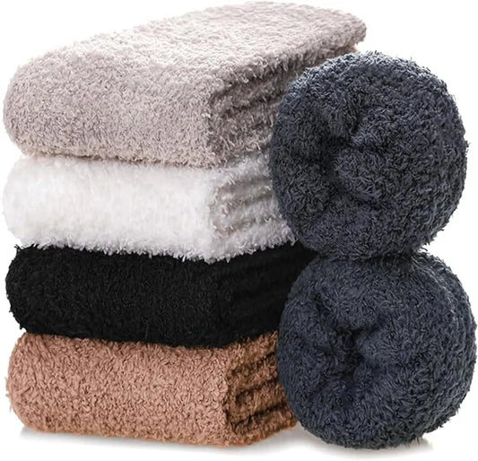 socks - 5 Pairs - Warm Fuzzy Fleece Socks - Women's House Socks - Warm Winter Socks - Fluffy Socks - Sleep Socks - House Socks - Stockings - keep warm - coral fleece - Plush and comfortable - thick plush socks - center tube socks - Image 2