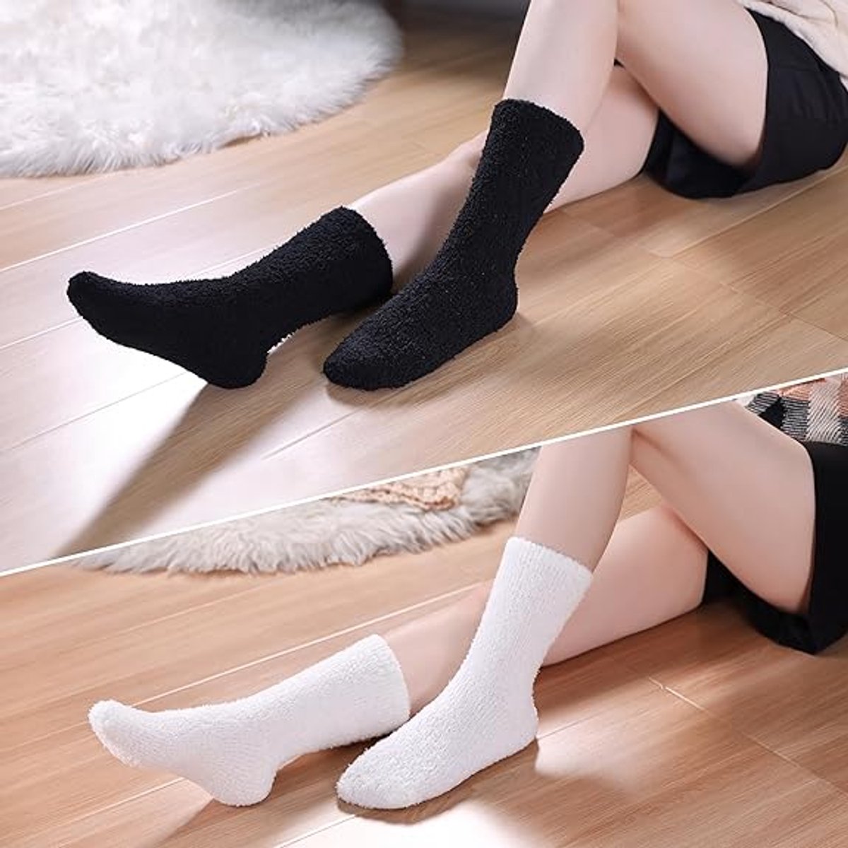 socks - 5 Pairs - Warm Fuzzy Fleece Socks - Women's House Socks - Warm Winter Socks - Fluffy Socks - Sleep Socks - House Socks - Stockings - keep warm - coral fleece - Plush and comfortable - thick plush socks - center tube socks - Image 3