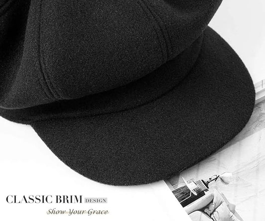 Ladies' Beret - Ladies' Hat - Warm Winter Beret - Ladies' Autumn and Winter Beret - Beret - Octagonal Cap - Soft Octagonal Beret - Adjustable Beret - Winter Hat with Visor - Winter - Fashion - Classic Autumn/Winter Style - Black - Image 3