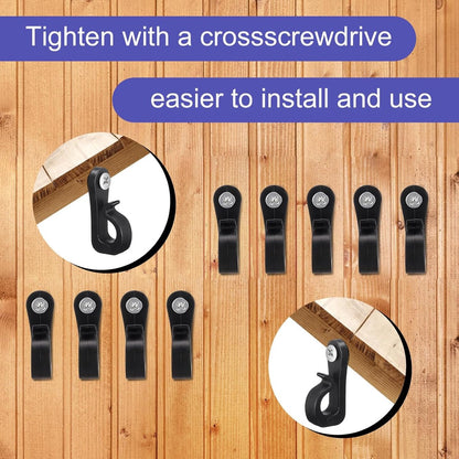 40 pieces - Christmas Light Clips - Screw Hooks - Screw Hooks for Suspension - Outdoor Lamp Hooks - with Screw Fixing - Outdoor Screw Hook - Hook - for Hanging Light Strings, Garage, New Year's Party, Plants and Decorations - Black - Image 2