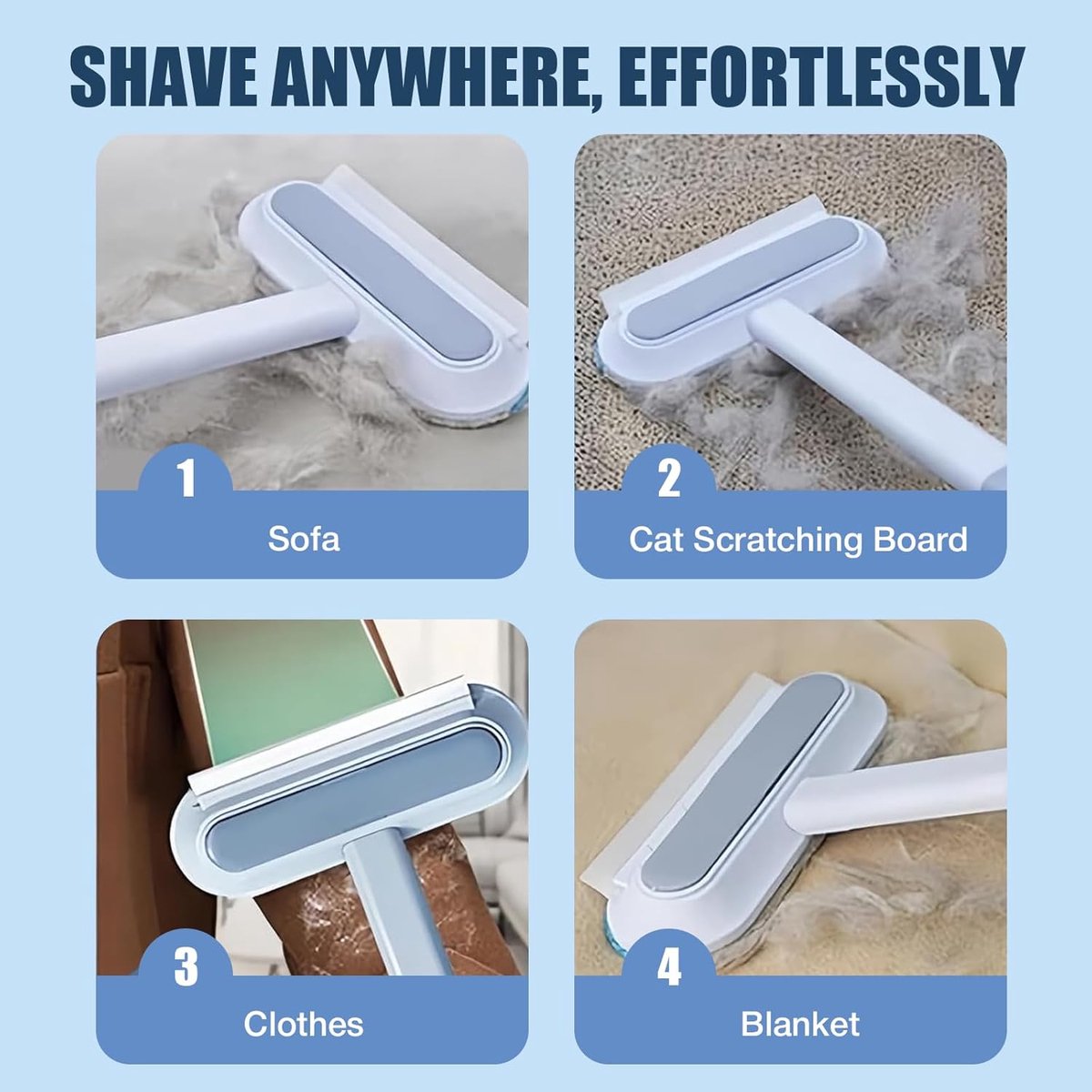 Pet Hair Remover 4 in 1 - 45x18cm - Reusable - Long handle - Image 2