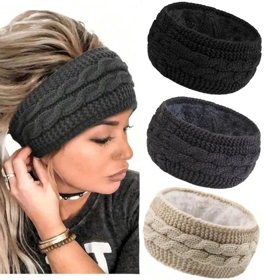 3 pieces - Headbands - Winter Headband for women - Ear warmers - Knitted Headbands - warm headbands - winter accessories - sports headband - cold weather headband - Christmas gifts - hair tie - hair accessories - black, grey, khaki