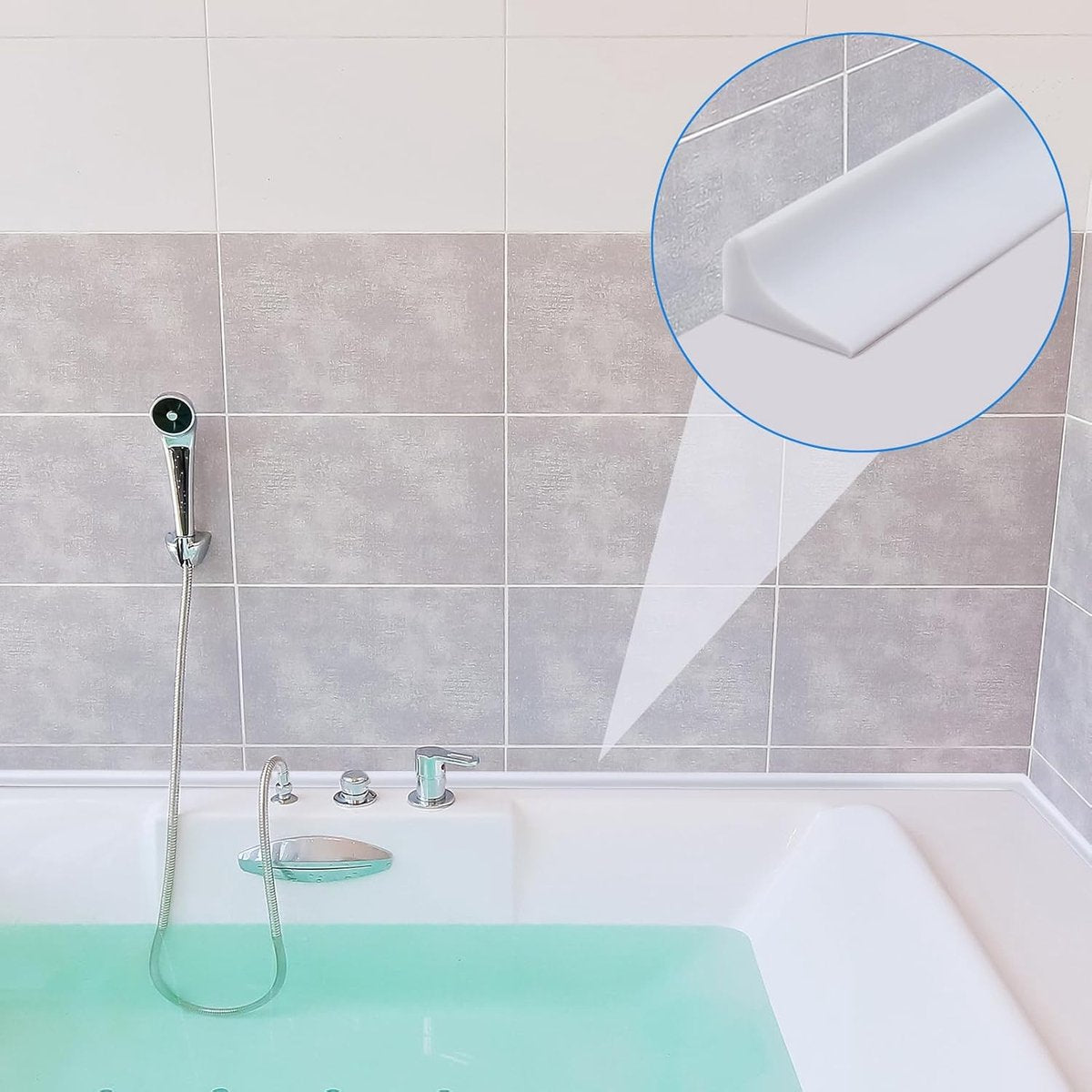 Silicone water stopper - Shower water blocker - 200 cm - White - Image 3