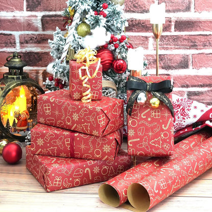 Wrapping paper - Christmas wrapping paper - Christmas gift paper - Wrapping paper with figures - 43 x 300cm - 1 Roll - Christmas paper wrapping paper for Christmas - Christmas paper wrapping paper for children - gift paper - Kraft gift paper - Christmas - - Image 2