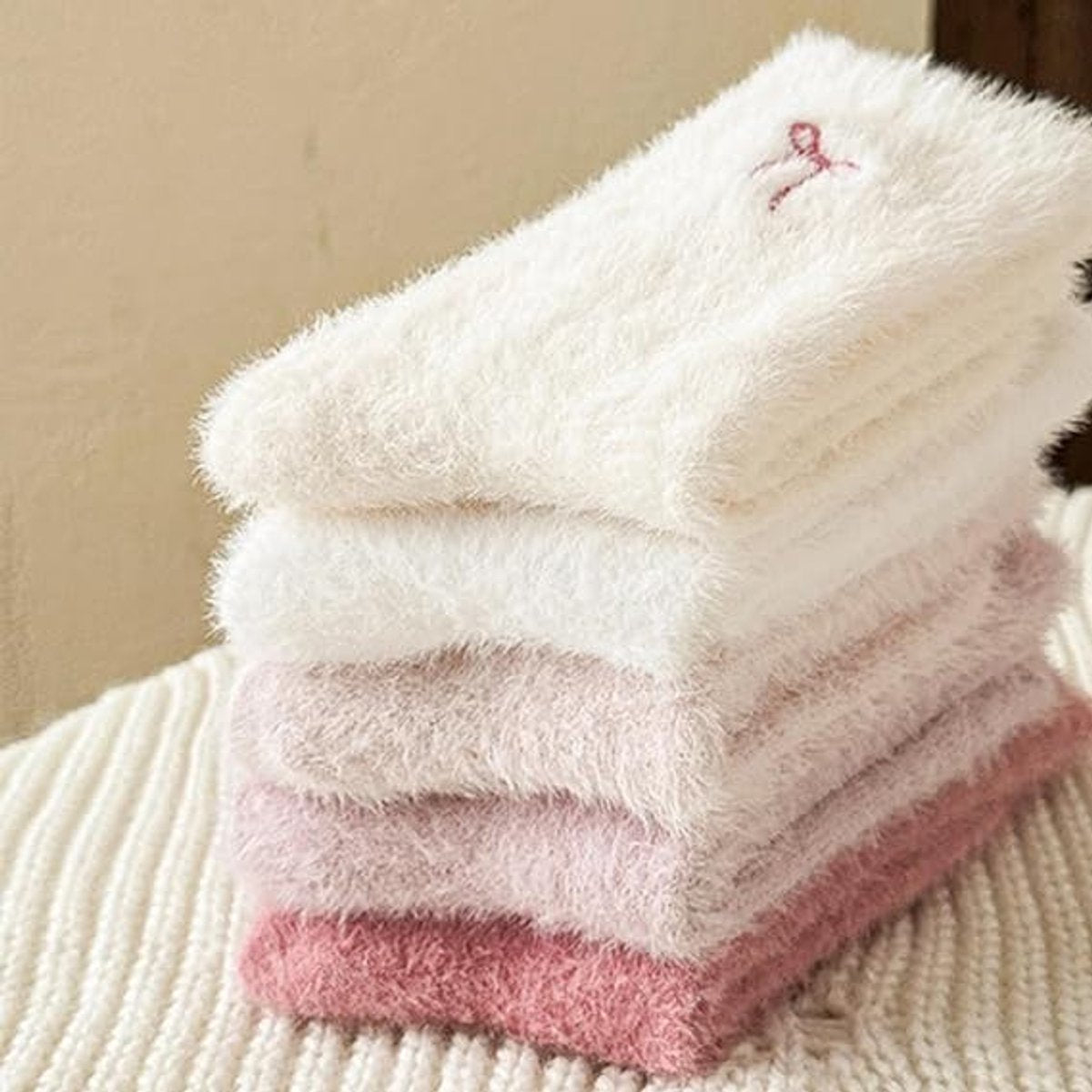 pairs - House socks - Women's house socks - Warm winter socks - Plush socks - Non-slip socks - Fluffy socks - Fuzzy slipper socks - Sleep socks - Coral fleece sleep socks - soft bed socks for women - for cold nights - pink - Image 2
