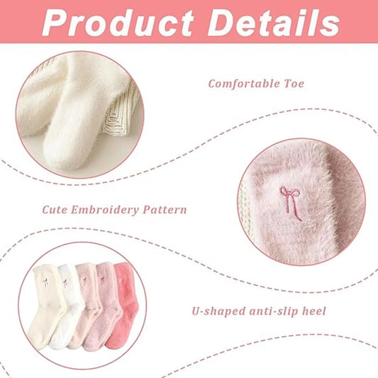 pairs - House socks - Women's house socks - Warm winter socks - Plush socks - Non-slip socks - Fluffy socks - Fuzzy slipper socks - Sleep socks - Coral fleece sleep socks - soft bed socks for women - for cold nights - pink - Image 3