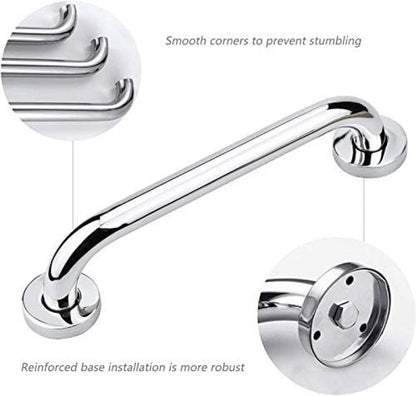 Shower Grab Bar - Stainless Steel - Bathroom Heavy Duty Safety Grab Bars - for the Elderly, Disabled, and Children - Non-Slip Grab Bar - Kitchen - Stairs - Kitchen Cabinet Handle - Safety Grab Bar - Screws Included - Silver - 30CM - Image 3