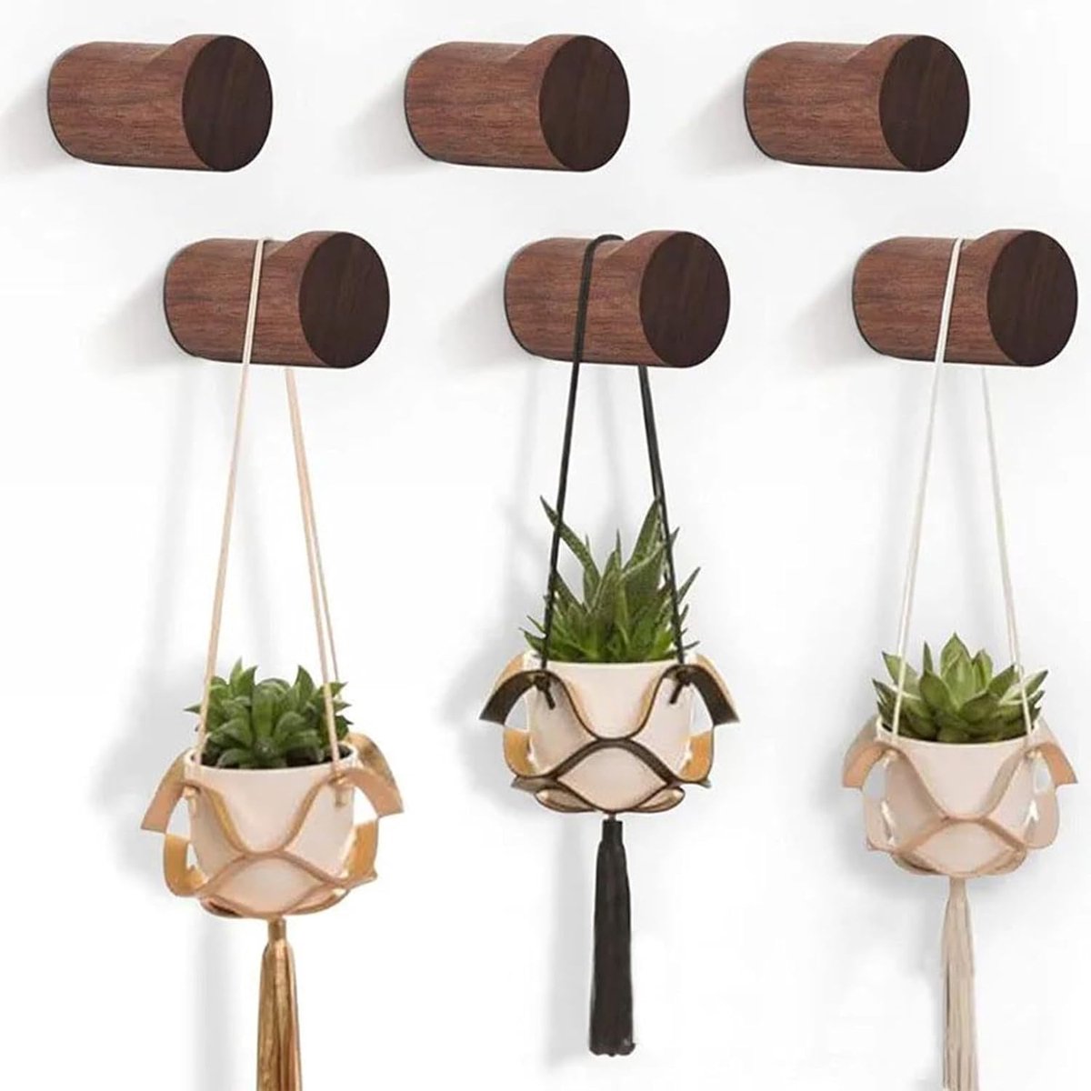 pieces - 3.5*3.5*5 cm - hook - wooden wall hooks - wall-mountable wooden hooks - sturdy clothes hook - decorative towel hook - for towels, hats and decorative clothing - home accessories - brown - Image 2
