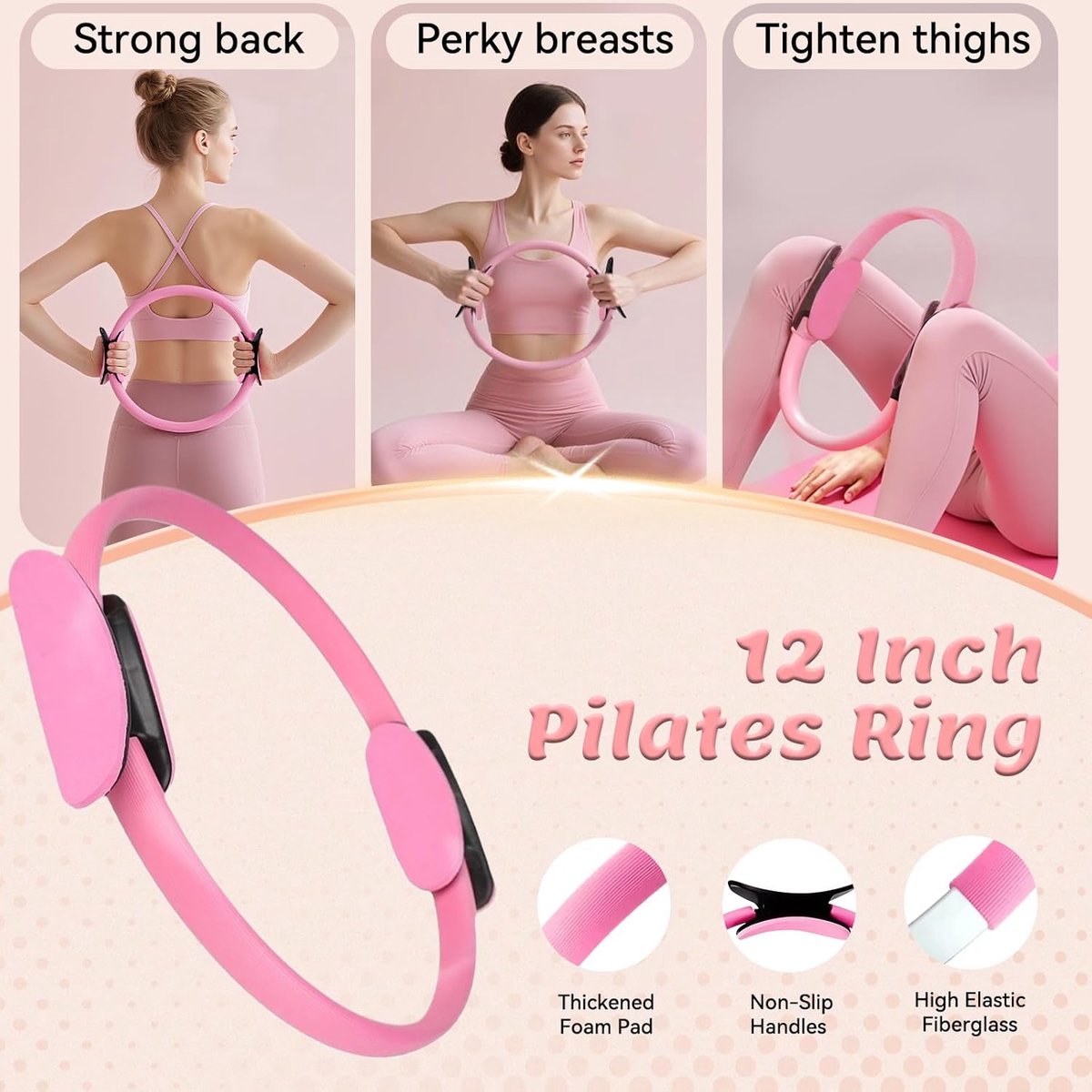 13-Piece Pilates Equipment Set for Women - Yoga & Fitness Set - Home Pilates Training Set - Home Gym Set - Exercise Bands - Resistance Band - Exercise Ball - Beginner Yoga Set with Pilates Ring, 24 cm Yoga Ball, 5 Resistance Bands, Magic Circle - Image 2