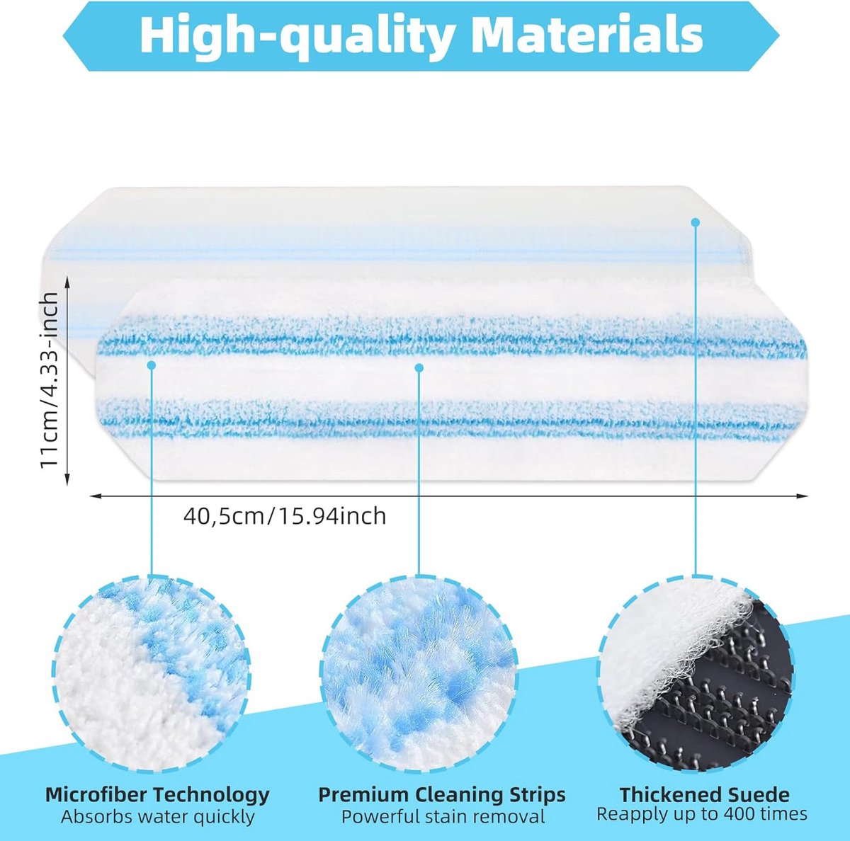 8-piece replacement mop pad set suitable for O Cedar H2prO mop system, suitable for Vileda H2PrO Flat Mop Refill Kit - mop head replacement - replacement mop pads - machine washable, reusable, easy to install, for all hard floors - Image 2