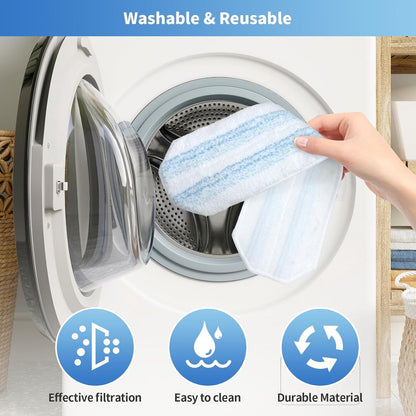 8-piece replacement mop pad set suitable for O Cedar H2prO mop system, suitable for Vileda H2PrO Flat Mop Refill Kit - mop head replacement - replacement mop pads - machine washable, reusable, easy to install, for all hard floors - Image 3