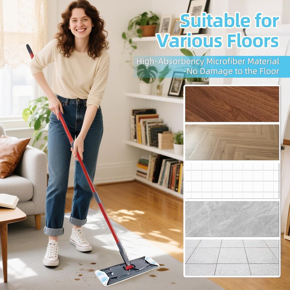 8-piece replacement mop pad set suitable for O Cedar H2prO mop system, suitable for Vileda H2PrO Flat Mop Refill Kit - mop head replacement - replacement mop pads - machine washable, reusable, easy to install, for all hard floors - Image 4