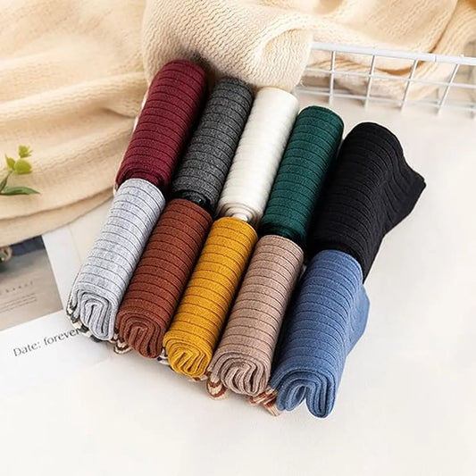 Socks - 10 Pairs of Socks - Value Pack Women's Socks Size 36/40 - Women's Socks - Comfortable Fashion Striped Athletic Socks - Stockings - Women's Socks Solid Color - Long Socks - Autumn Socks - Soft, Absorbent, Breathable - For Autumn and Spring - Image 2