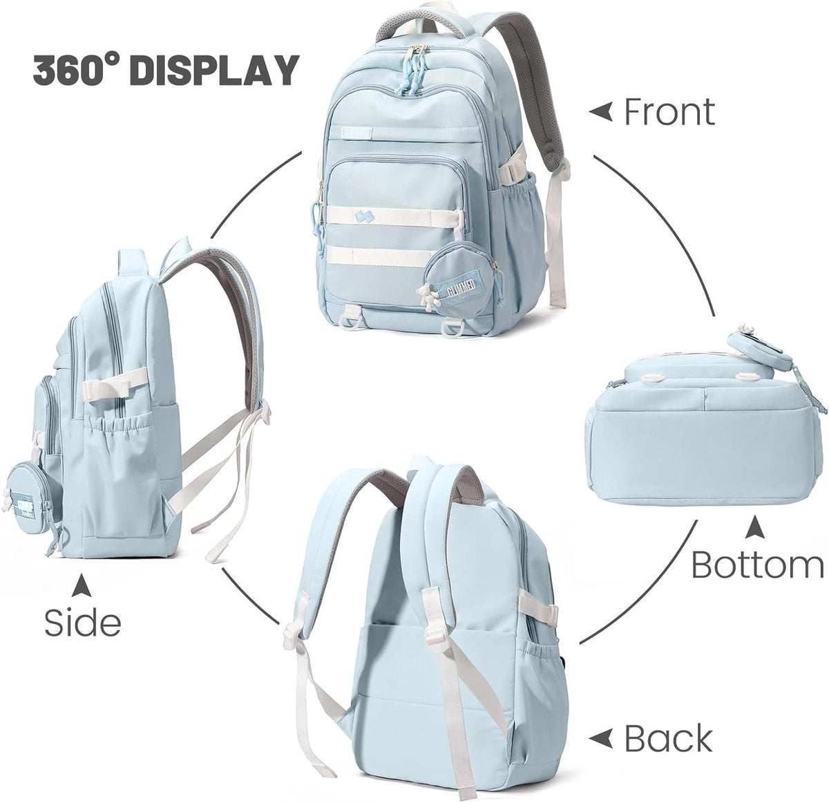 Waterproof backpack for girl - Girl's Backpack - School backpack - lightweight school bag - School bag - Girls School Student School Bag - Large capacity backpacks for Girls and Boys - Teenagers - High School backpacks - Blue - Image 3