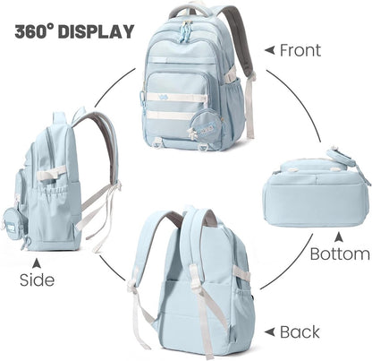 Waterproof backpack for girl - Girl's Backpack - School backpack - lightweight school bag - School bag - Girls School Student School Bag - Large capacity backpacks for Girls and Boys - Teenagers - High School backpacks - Blue - Image 3