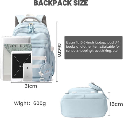 Waterproof backpack for girl - Girl's Backpack - School backpack - lightweight school bag - School bag - Girls School Student School Bag - Large capacity backpacks for Girls and Boys - Teenagers - High School backpacks - Blue - Image 4