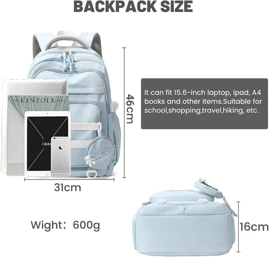 Waterproof backpack for girl - Girl's Backpack - School backpack - lightweight school bag - School bag - Girls School Student School Bag - Large capacity backpacks for Girls and Boys - Teenagers - High School backpacks - Blue - Image 4