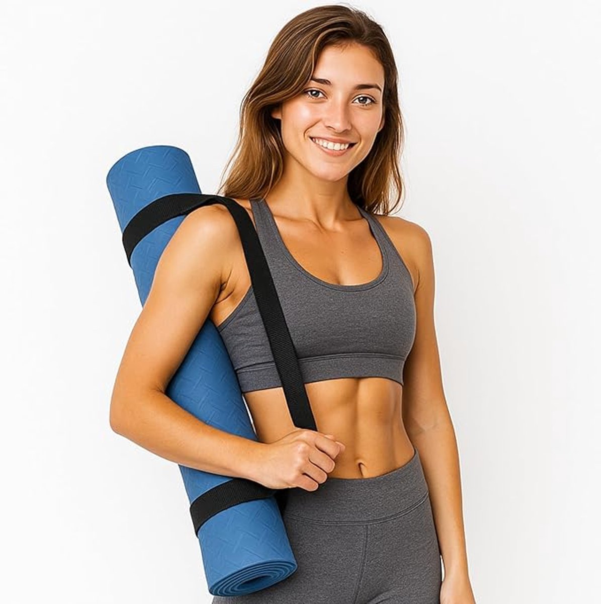 Yoga Mat Strap - Yoga Mat Carrying Strap - Straps - Adjustable Shoulder Straps - Yoga Mat Carrying Strap - Yoga Mat Storage Straps - For Storage and Organization - Black - 38 mm x 1.5 m - (mat not included) - Image 3