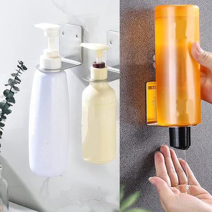 Pieces Wall-Mounted Soap Dispenser - Wall-Mounted Soap Dispenser - Hand Pump Holder - Wall-Mounted Shampoo Bottle Holder - Kitchen-Bathroom Organizer - Wall Bracket - Black - Image 3