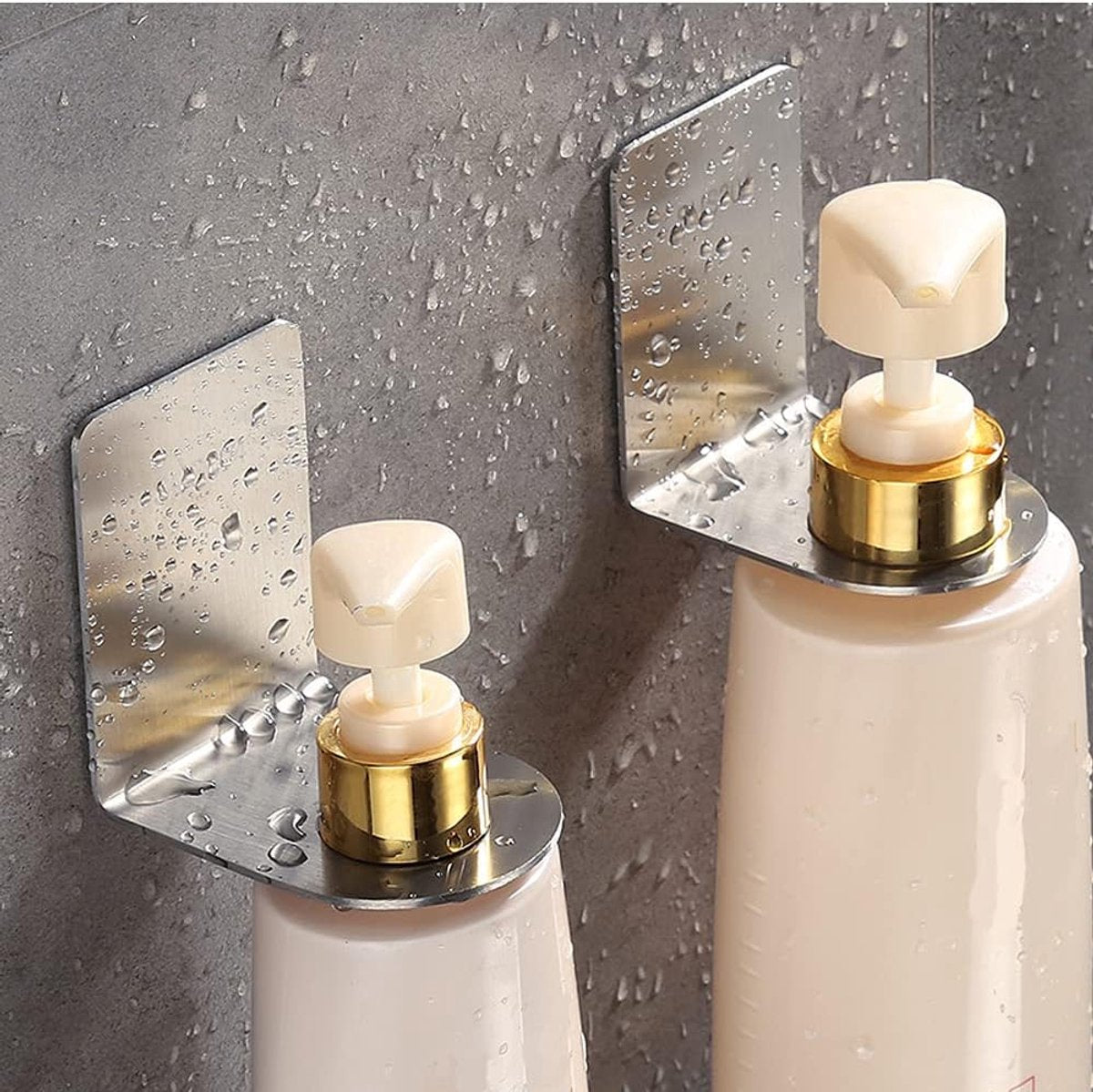 Pieces Wall-Mounted Soap Dispenser - Wall-Mounted Soap Dispenser - Hand Pump Holder - Wall-Mounted Shampoo Bottle Holder - Kitchen-Bathroom Organizer - Wall Bracket - Black - Image 4