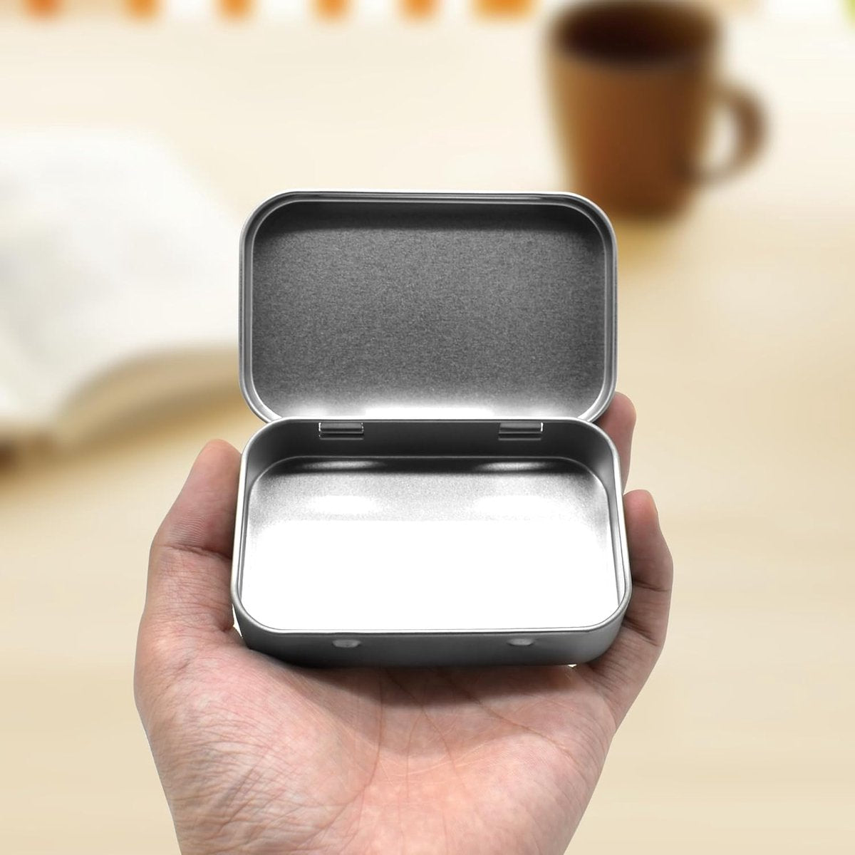 4 pieces - Iron box - Storage box - Portable box - storage box - jewelry box - rectangular metal tins - metal hinged boxes - with lid - for home and outdoors - 9.5*6*2.1 cm - silver - Image 2