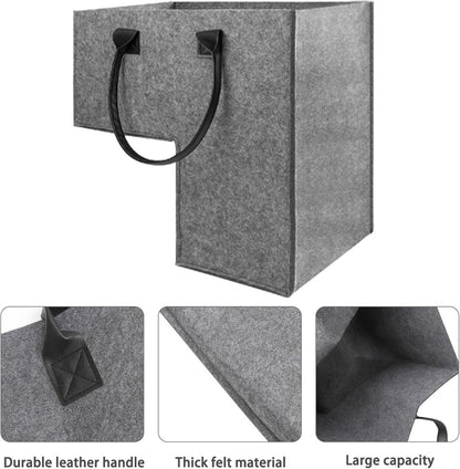 Stair Organizer Basket - Stair Basket - L-shaped Foldable Stair Basket - Storage Bag - Felt Stair Basket - Laundry Basket - Toy Basket - Household Items - for Laundry, Toys - 42*42*25.5 cm - Grey - Image 4