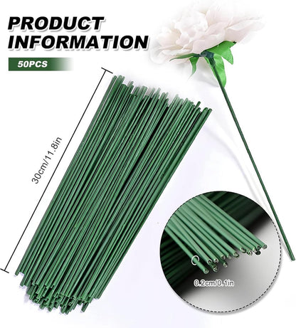 50 pieces - Floral wire - 30 cm * 2 mm - Flower stem - Flower arranging tools - Flexible floral wire stems - Plant accessories - DIY crafts - for bouquets, flower arrangements and dried flowers - greenery - Image 5