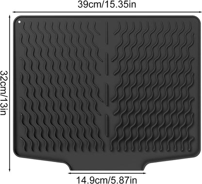 39*32 cm - Drain mat - Countertop drying mat - Foldable silicone drainer - kitchen drying mat - non-slip - silicone draining mat - for the sink, for kitchen utensils, cups, fruit and vegetables - black - Image 2