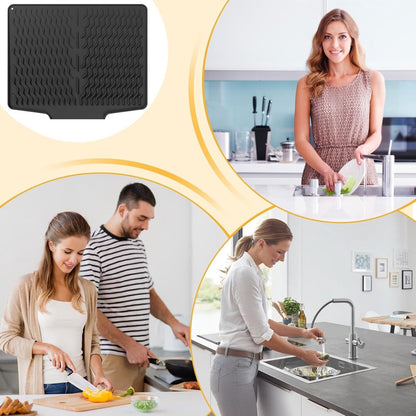 39*32 cm - Drain mat - Countertop drying mat - Foldable silicone drainer - kitchen drying mat - non-slip - silicone draining mat - for the sink, for kitchen utensils, cups, fruit and vegetables - black - Image 5