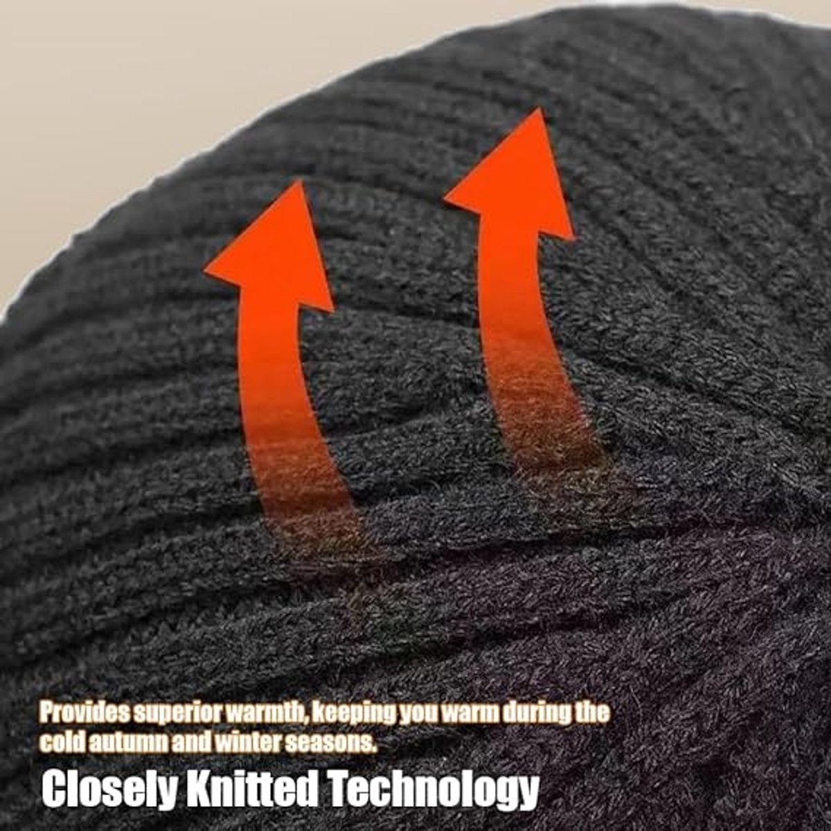 Hat - Knitted hat - Winter hat - Outdoor hat - Warm outdoor hat - with ear flaps and brim - warm knitted hat - windproof winter hat - warm ear protection - for men and women - for cycling, skiing and cold weather - black - Image 2