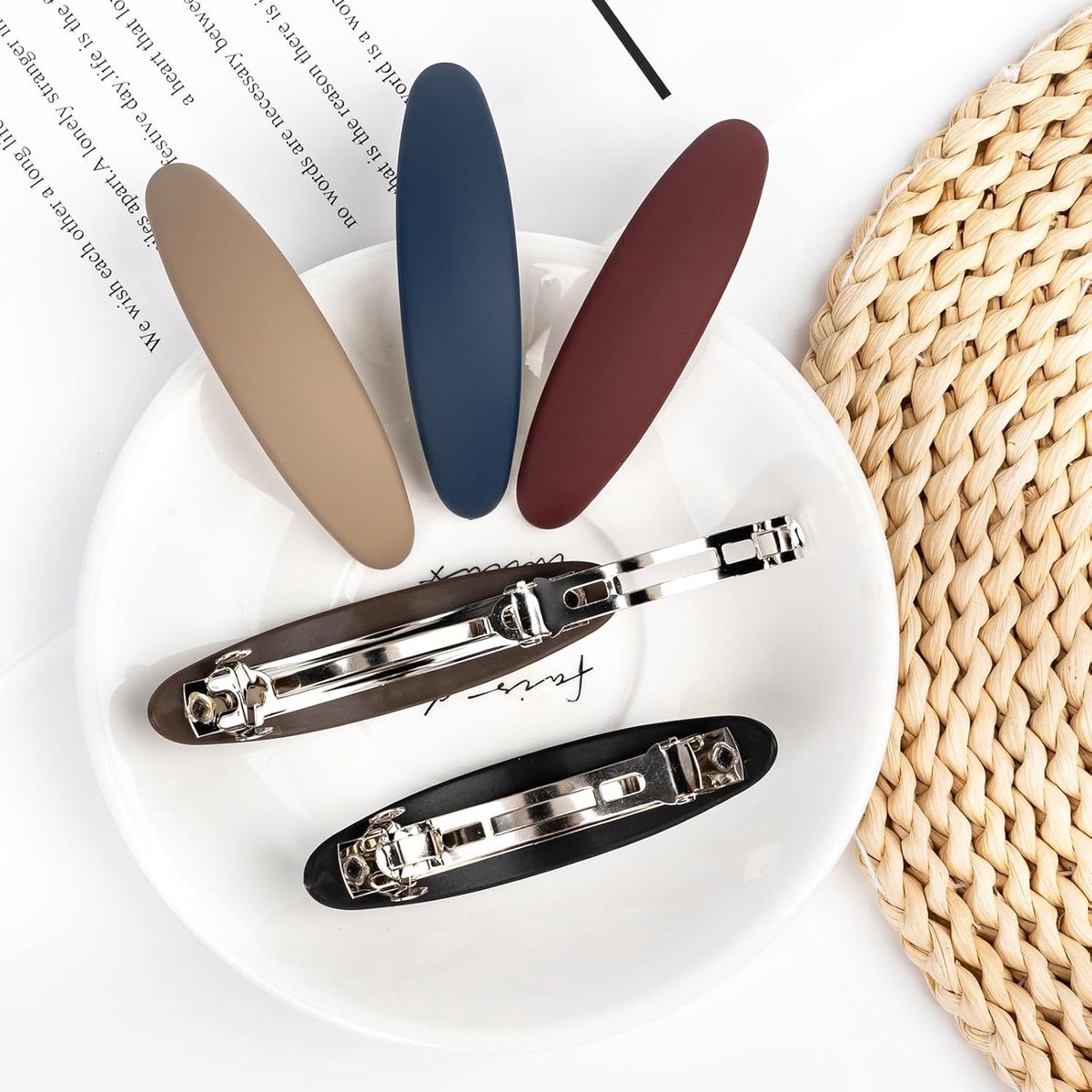 Hairpin - 5 Pieces - Women's Hair Clips - Hair Accessory - Hairdresser Hair Clips - Hair Clip - Curved Flat Clips - Thin, Large & Classic Snap Hair Clips - Flat Claw Clip for Women - French Hair Clips - Fine & Medium Thick Hair Clips - Image 3